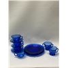 Image 1 : 13 pcs Vintage Hazel Atlas Cobalt Blue Moderntone Glassware (see description)