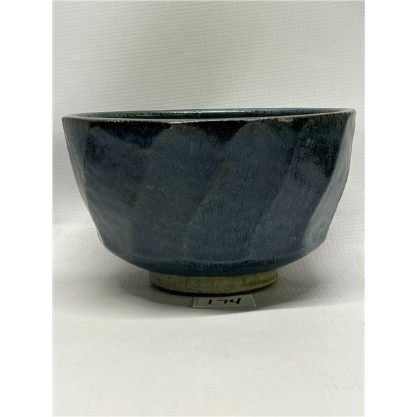 Beautiful Blue Stoneware? Studio Pottery Bowl / Planter approx: 4.75 T 7.5 W