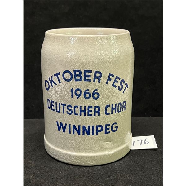 Vintage Winnipeg Oktober Fest German Beer Stein Mug 1966 Appr: 5"T