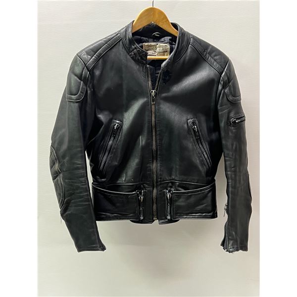 Vintage Black Leather Jacket Designed by Tesco Size 40 (some wear, see pics)