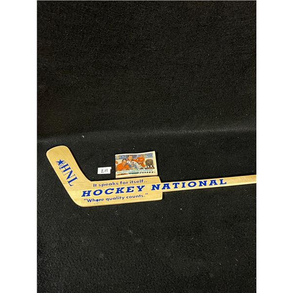 Vintage Wooden Mini Goalie Stick and Old Gordie Howe Jean Beliveau book