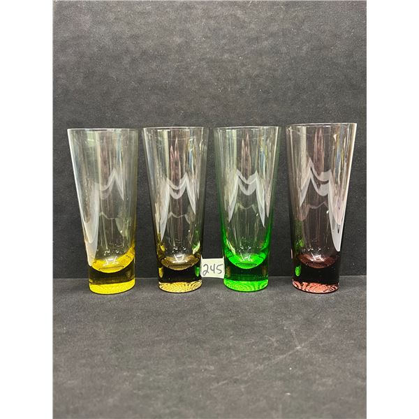 4 Vintage Tall Bar Glasses Bubble in base Approx: 6.75"T 2.75"W