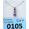 Image 1 : Sterling Silver Amethyst & Diamond Pendant