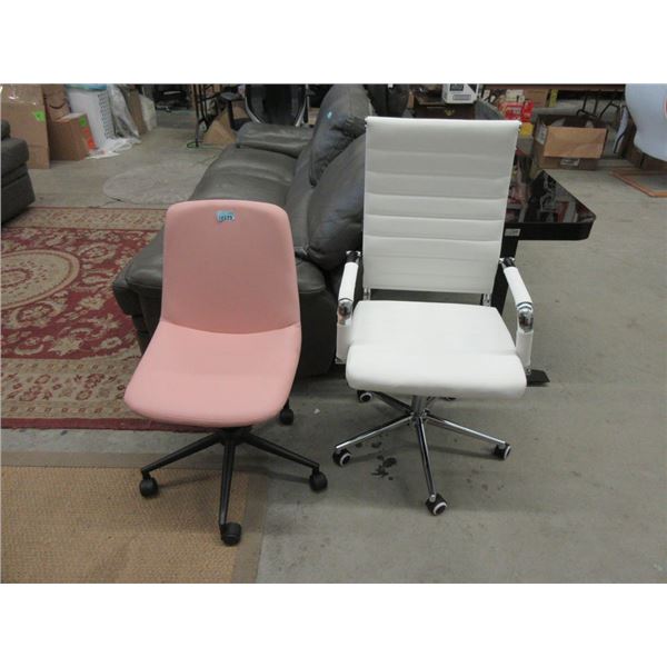 White Office Chair & Pink Task Chair