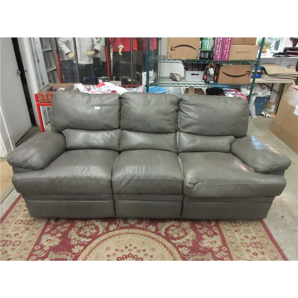 90" Grey Bonded Leather Reclining Sofa