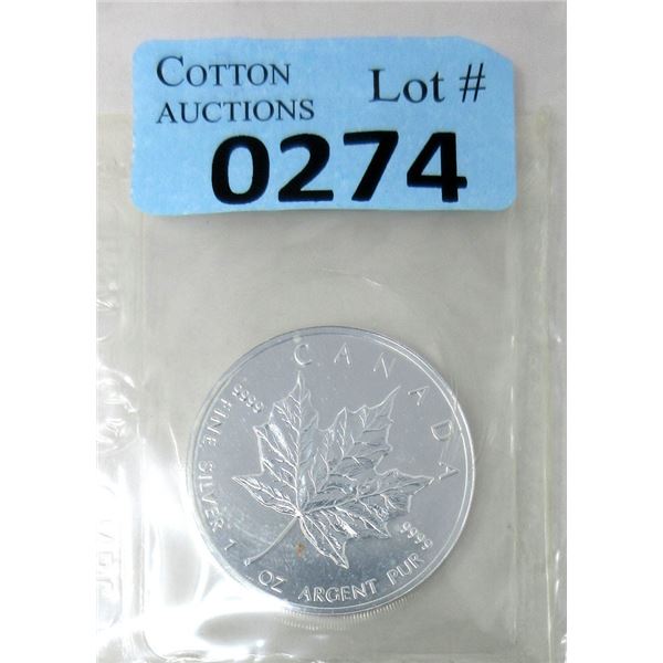 1 Oz .9999 Silver 1990 Canadian Maple Leaf Coin