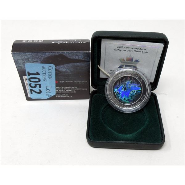 2002 Canadian Fine Silver Hologram Loon Coin