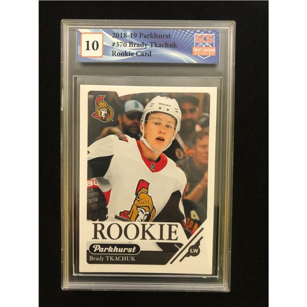 2018-19 PARKHURST NO.370 BRADY TKACHUK RC (GCG 10)