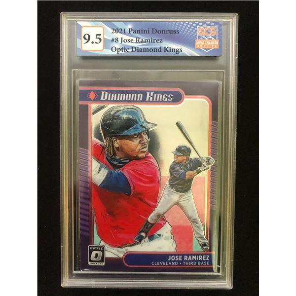 2021 PANINI DONRUSS NO.8 JOSE RAMIREZ OPTIC DIAMOND KINGS (GCG 9.5)