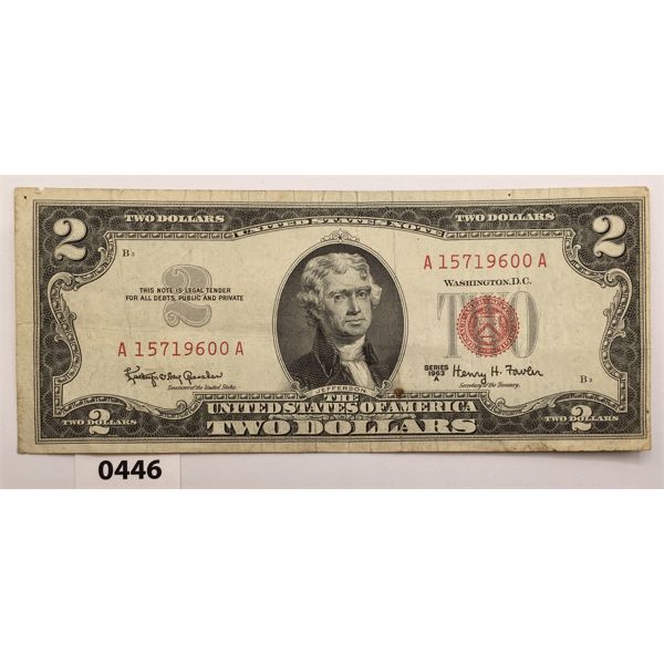 1963 USA $2 BILL W/ RED SEAL