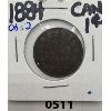 Image 1 : 1884 OBS 2 CANADIAN LARGE PENNY