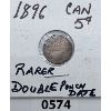 Image 1 : 1896 DOUBLE PUNCHED DATE CANADIAN 5 CENT SILVER NICKEL