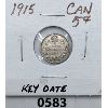 Image 1 : KEY DATE 1915 CANADIAN 5 CENT SILVER NICKEL