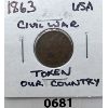 Image 1 : 1863 "OUR COUNTRY" CIVIL WAR TOKEN