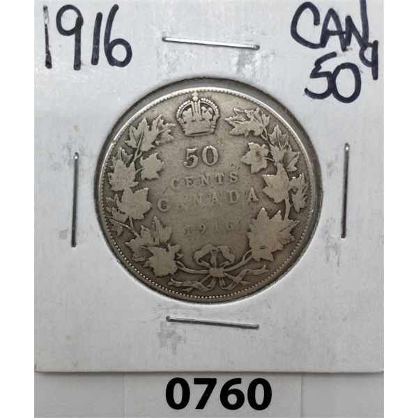 1916 CANADIAN 50 CENT PIECE