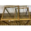 Image 2 : BRASS AND GLASS HALF NESTING TABLES - SET OF 2 - 18 X 18 X 24 INCHES (LARGEST)