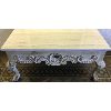 Image 2 : BLEACHED OAK HALL TABLE W/ WHITE MARBLE TOP - 24 X 30 X 60 INCHES 