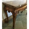 Image 2 : DARK OAK & BROWN MARBLE HALL TABLE - 18 X 30 X 51 INCHES