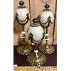 Image 1 : SET OF 3 DECORITIVE DISPLAY ITEMS W/ OSTRIDGE EGG & BRASS DESIGN