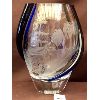 Image 1 : HEAVY CRYSTAL VASE W/ TALL SHIP ETCHING - 8 INCHES