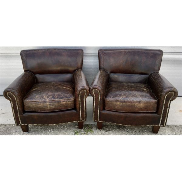 LOT OF 2 - LEATHER CHILD SIZE TUB CHAIRS