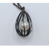 Image 2 : MARKED SILVER NECKLACE & PEARL PENDANT -18.5in