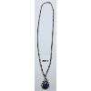 Image 1 : .925 SILVER NECKLACE W/ BLUE OPAL PENDANT - 20in