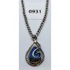 Image 2 : .925 SILVER NECKLACE W/ BLUE OPAL PENDANT - 20in