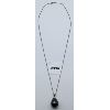 Image 1 : .925 SILVER NECKLACE W/ LARGE BLACK PEARL PENDANT