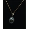 Image 2 : .925 SILVER & LARGE BLACK PEARL NECKLACE W/ PENDANT - 17in