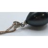 Image 3 : .925 SILVER & LARGE BLACK PEARL NECKLACE W/ PENDANT - 17in