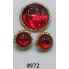 Image 1 : VINTAGE GOLD TONED & RED GLASS EARRINGS W/ BROACH