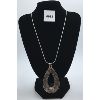 SILVER TONED NECKLACE W/ LARGE PENDANT - 16in