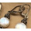 Image 2 : MATCHED SET ANTIQUE SILVER & BLACK/WHITE PEARL EARRINGS