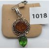 Image 1 : SILVER TONED PENDANT W/ GREEN AND YELLOW STONES