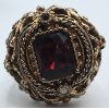 Image 2 : ANTIQUE SILVER TONED RING W/ RED STONE - SZ 9