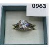 MULTI-STONED SILVER TONED RING - SZ 8
