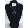 Image 1 : .925 SILVER PENDANT W/ BLUE STONE & SILVER TONED NECKLACE