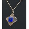 Image 2 : .925 SILVER PENDANT W/ BLUE STONE & SILVER TONED NECKLACE