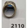 Image 2 : SILVER TONED RING W/ NATURAL BLUE SAPHIRE (?) - SZ 8