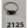 Image 1 : 3 GEMSTONE RING - 2 x WHITE SAPPHIRE (?), 1 x BLUE SAPPHIRE (?) - SZ 8.5