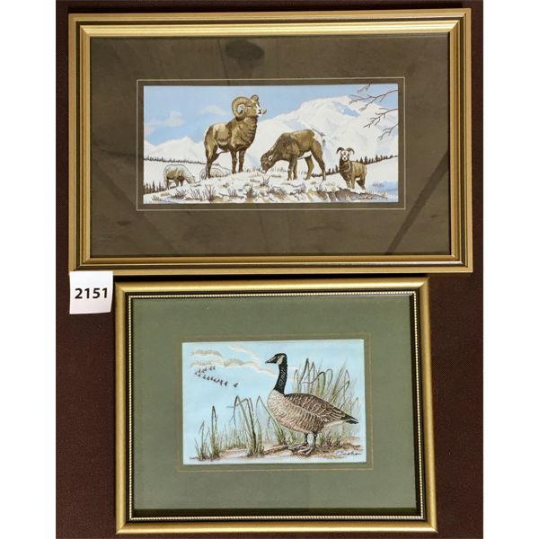 LOT OF 2 - COOKS COLLECTOR SERIES WOVEN PICTURES - CANADA GOOSE & BIGHORN MOUNTAIN SHEEP