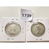 Image 2 : LOT OF 2 - 1956 / 57 CND FIFTY CENT COINS - UNGRADED