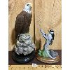 Image 1 : LOT OF 2 - PAUL BURDETTE - EAGLE & WOODPECKER ORIGINAL CARVINGS - 15in & 8.5in