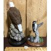 Image 2 : LOT OF 2 - PAUL BURDETTE - EAGLE & WOODPECKER ORIGINAL CARVINGS - 15in & 8.5in