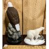Image 2 : LOT OF 2 - PAUL BURDETTE - EAGLE & POLAR BEAR ORIGINAL CARVINGS - 15in & 6in