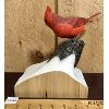 Image 2 : BRUCE LYELINE? - WOODEN NORTHERN CARDINAL CARVING - APPROX 9in