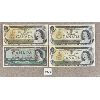 Image 1 : LOT OF 4 - BANK OF CANADA ONE DOLLAR BILLS - 1954 - 2x CONSECUTIVE S/N's