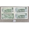 Image 2 : LOT OF 4 - BANK OF CANADA ONE DOLLAR BILLS - 1954 - 2x CONSECUTIVE S/N's
