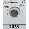 Image 2 : 1916 CDN 5 CENT SILVER COIN